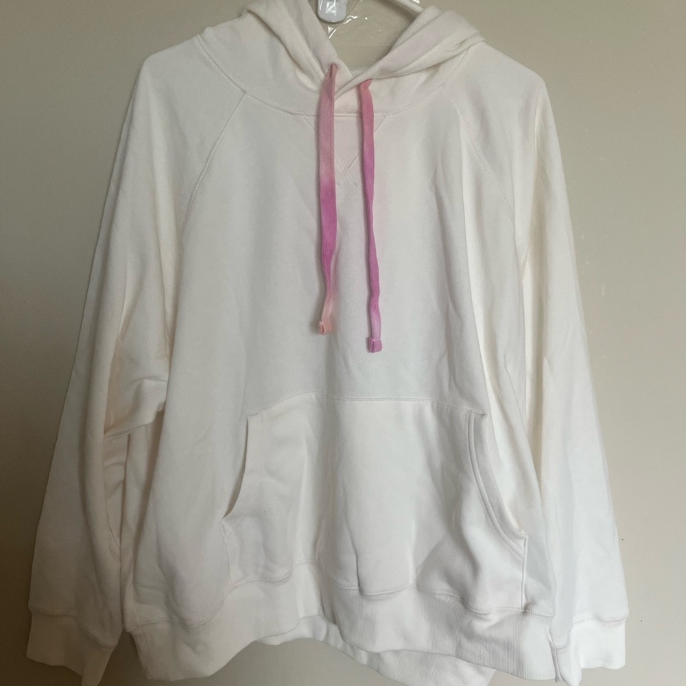 Old Navy Cream Hoodie with Pink Accents